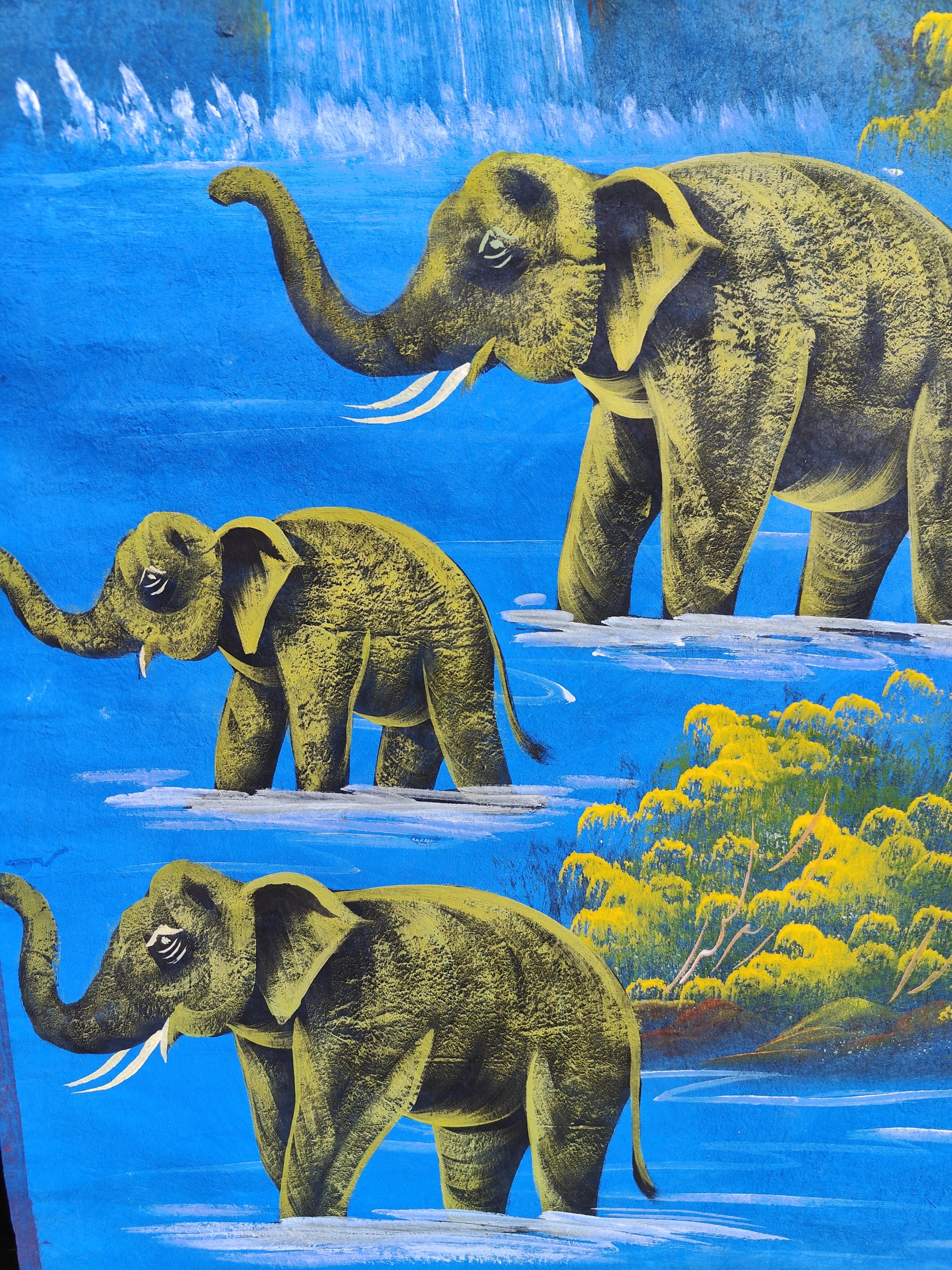 Elefanter i Sø – Håndmalet på Rispapir