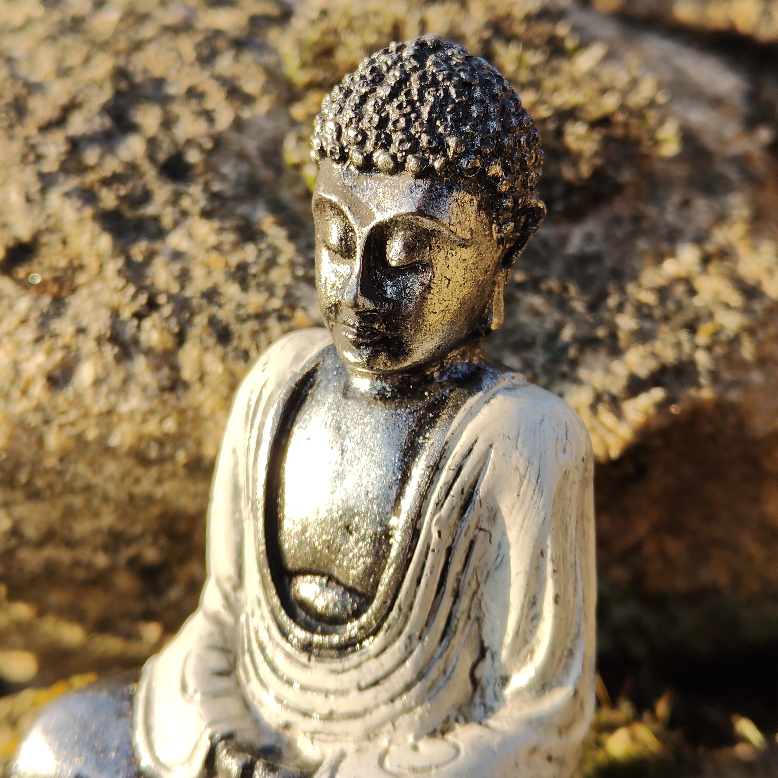 Lille Sølv & Hvid Buddha - Visdom