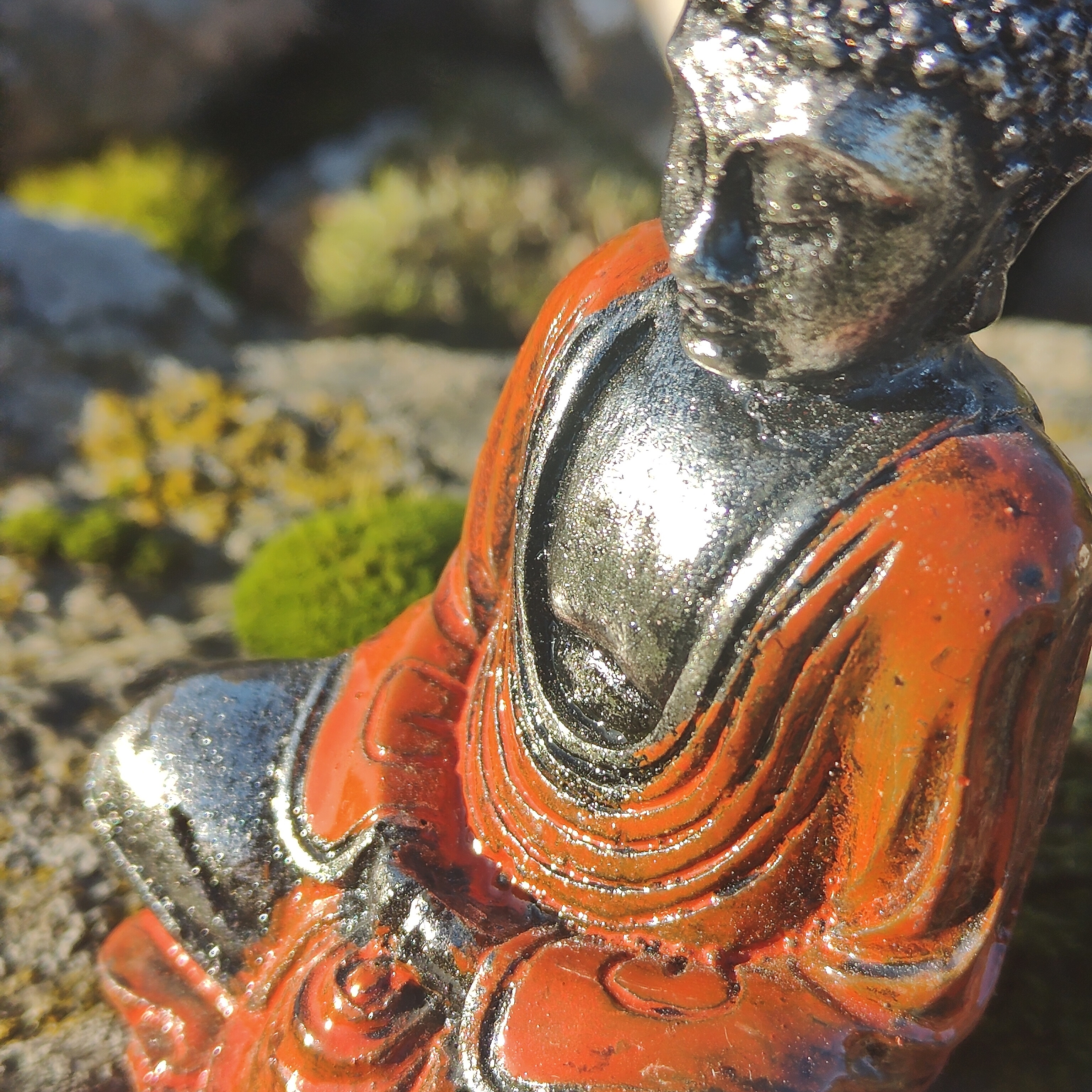 Lille Orange & Sølvmalet Buddha - Visdom
